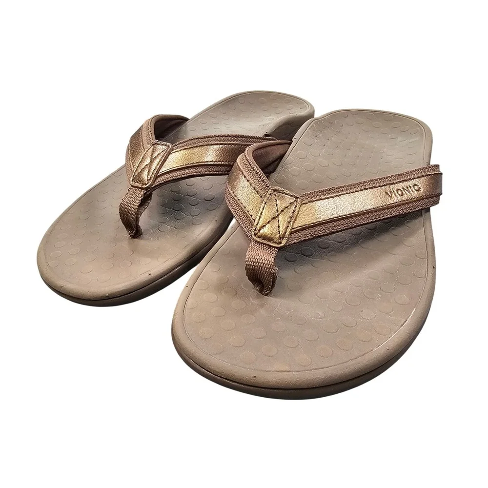 Vionic Tide II Women's 9 Bronze Metallic Orthotic Sandals 44TIDEII Arch Support